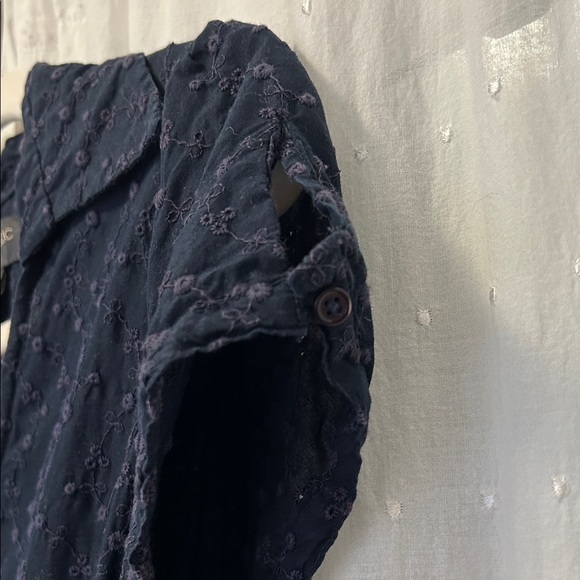 Banana Republic Dress Women’s 6 Navy Eyelet Wrap Cotton Floral Embroidered - Picture 6 of 15